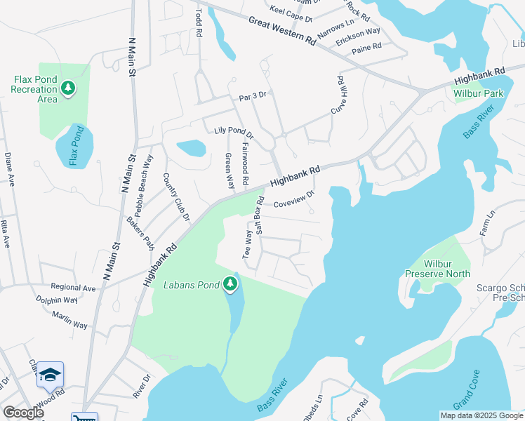 map of restaurants, bars, coffee shops, grocery stores, and more near 4 Tee Way in Yarmouth