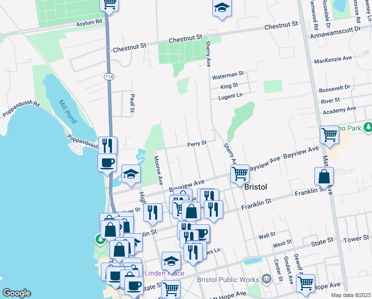 map of restaurants, bars, coffee shops, grocery stores, and more near 22 Doran Avenue in Bristol