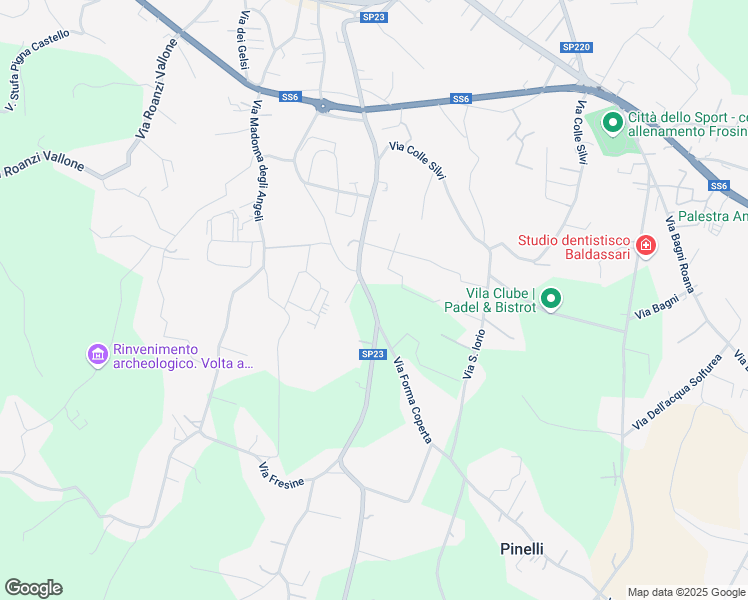 map of restaurants, bars, coffee shops, grocery stores, and more near 111 Via Stazione in Ferentino