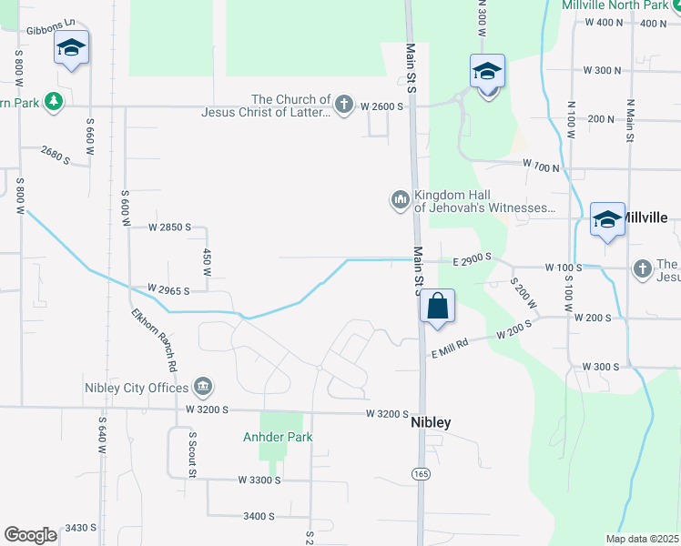 map of restaurants, bars, coffee shops, grocery stores, and more near 269 West 2950 South in Nibley