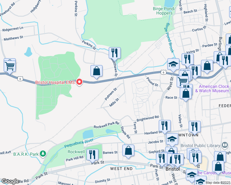 map of restaurants, bars, coffee shops, grocery stores, and more near 36 Mills Street in Bristol