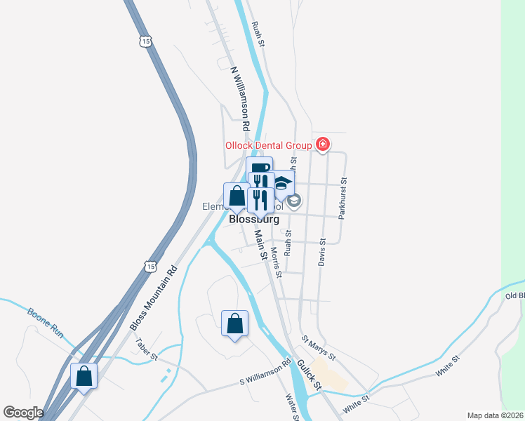 map of restaurants, bars, coffee shops, grocery stores, and more near in Blossburg