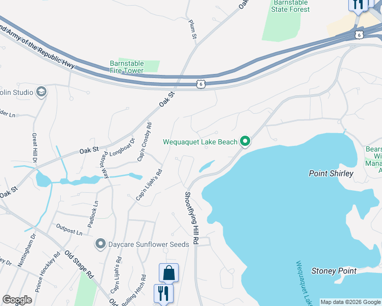 map of restaurants, bars, coffee shops, grocery stores, and more near 3 Halyard Way in Barnstable