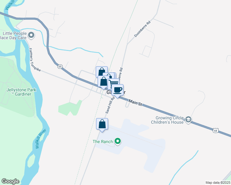map of restaurants, bars, coffee shops, grocery stores, and more near 44 State Route 55 in Napanoch