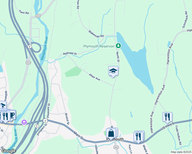 map of restaurants, bars, coffee shops, grocery stores, and more near 40 Altair Avenue in Plymouth