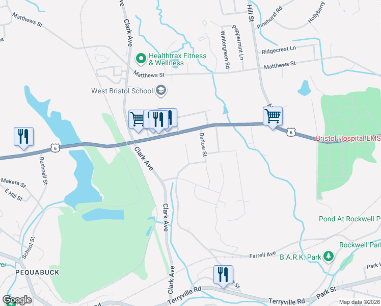 map of restaurants, bars, coffee shops, grocery stores, and more near 20 Isamay Drive in Bristol