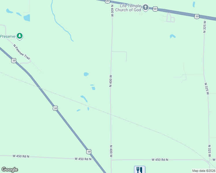 map of restaurants, bars, coffee shops, grocery stores, and more near 5000-5272 N 400 W in La Porte