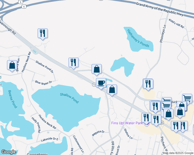 map of restaurants, bars, coffee shops, grocery stores, and more near 1520 Iyannough Road in Barnstable