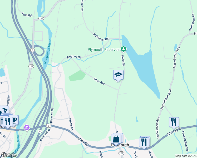 map of restaurants, bars, coffee shops, grocery stores, and more near 40 Altair Avenue in Plymouth