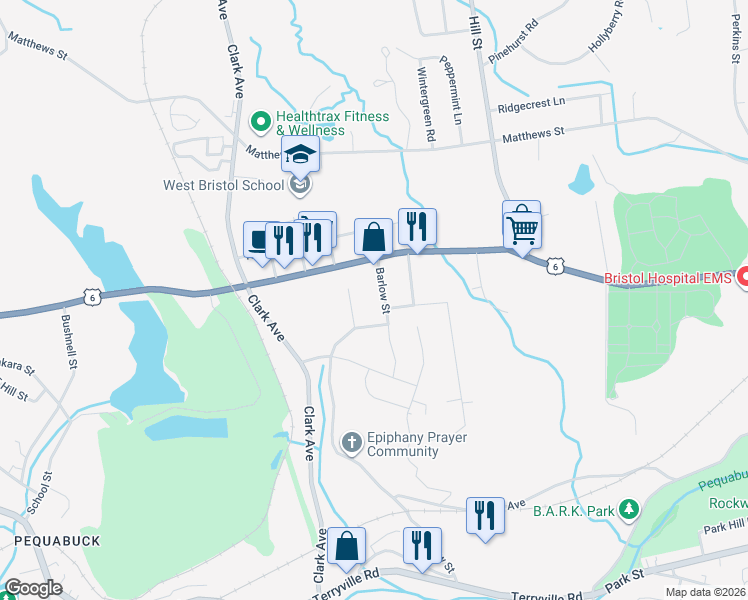 map of restaurants, bars, coffee shops, grocery stores, and more near 495 Barlow Street in Bristol