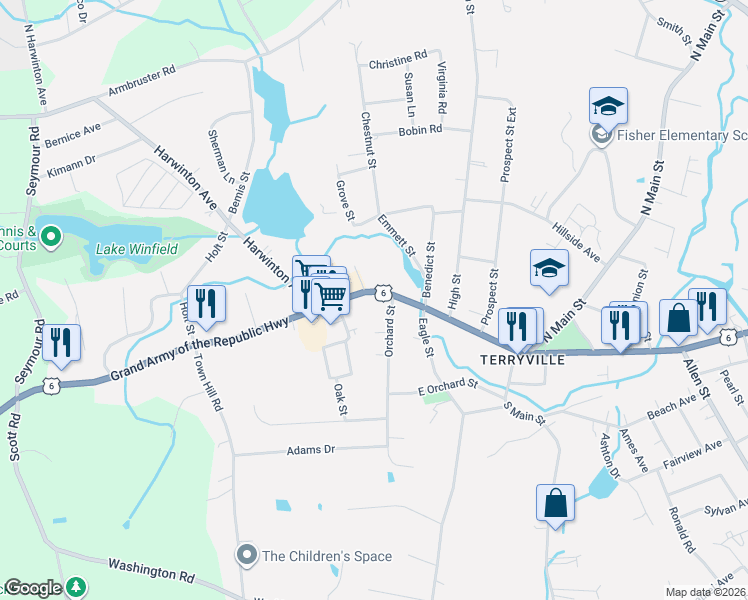 map of restaurants, bars, coffee shops, grocery stores, and more near 285 Main Street in Plymouth