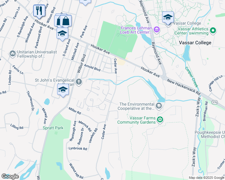 map of restaurants, bars, coffee shops, grocery stores, and more near 148 Swan Lane in Poughkeepsie