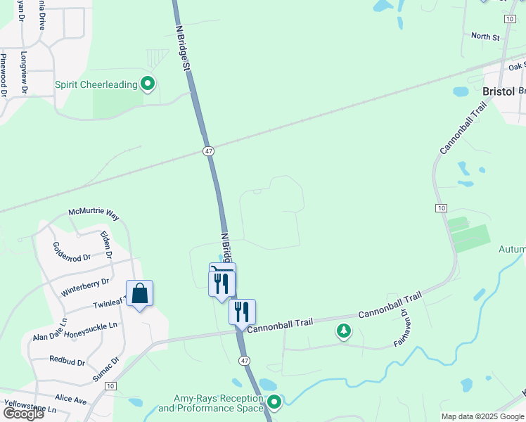 map of restaurants, bars, coffee shops, grocery stores, and more near 2800 Illinois 47 in Yorkville