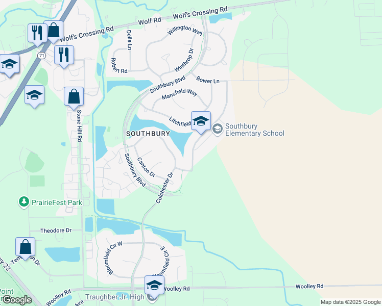 map of restaurants, bars, coffee shops, grocery stores, and more near 813 Preston Lane in Oswego