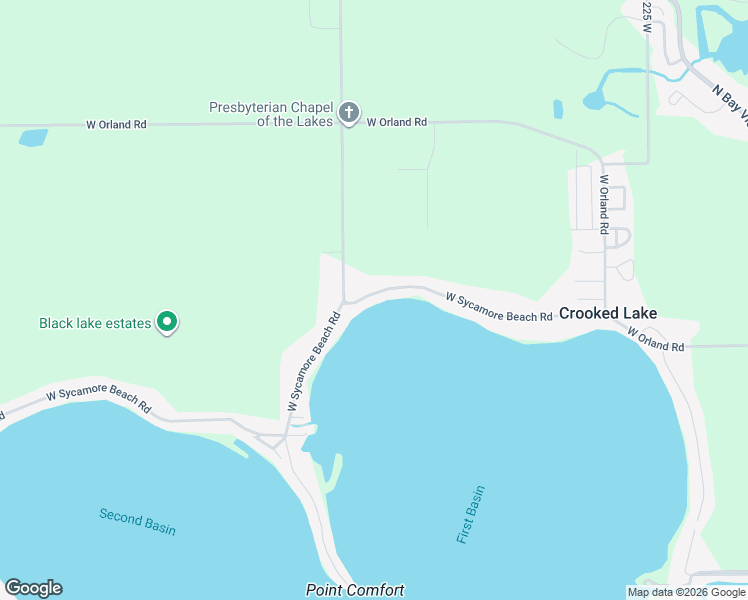 map of restaurants, bars, coffee shops, grocery stores, and more near 2900-2976 West Sycamore Beach Road in Angola