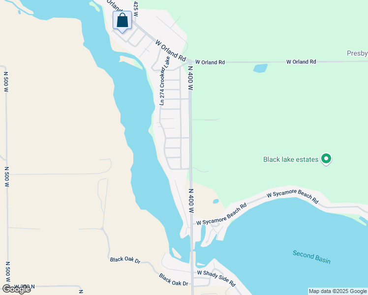 map of restaurants, bars, coffee shops, grocery stores, and more near 135 Ln 280A Crooked Lake in Angola