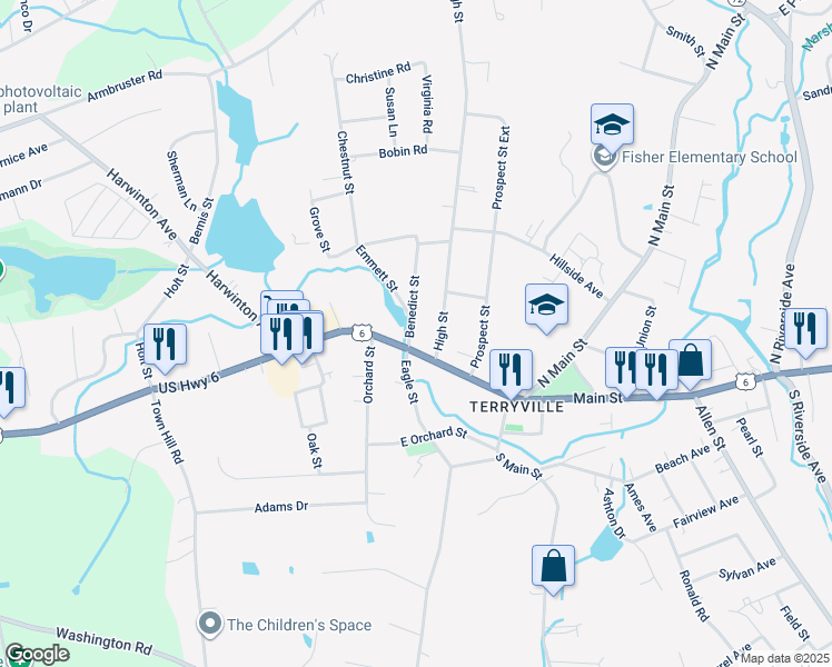 map of restaurants, bars, coffee shops, grocery stores, and more near 272 Main Street in Plymouth