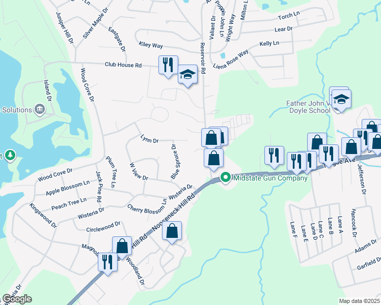 map of restaurants, bars, coffee shops, grocery stores, and more near 22 Carol Court in Coventry