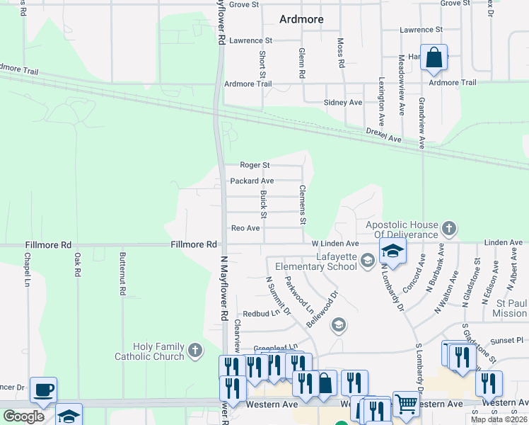 map of restaurants, bars, coffee shops, grocery stores, and more near 5188 West Colfax Avenue in South Bend