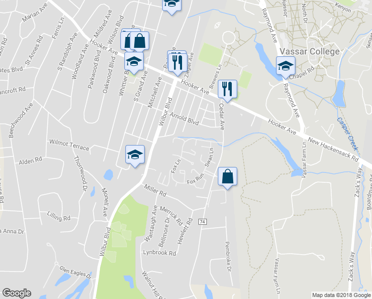 map of restaurants, bars, coffee shops, grocery stores, and more near 4004 Deer Path in Poughkeepsie