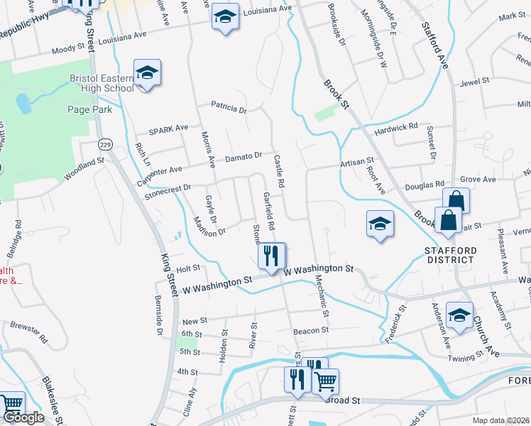 map of restaurants, bars, coffee shops, grocery stores, and more near 85 Garfield Road in Bristol
