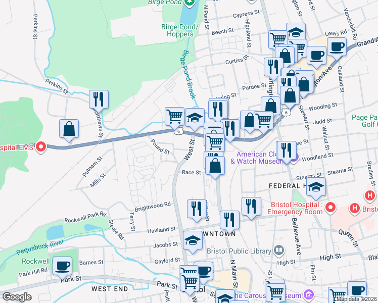 map of restaurants, bars, coffee shops, grocery stores, and more near 489 West Street in Bristol