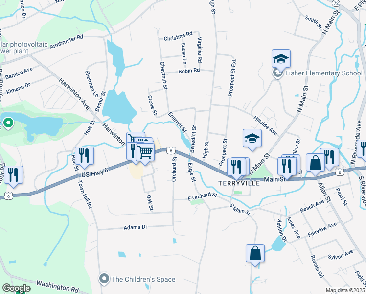 map of restaurants, bars, coffee shops, grocery stores, and more near 272 Main Street in Plymouth