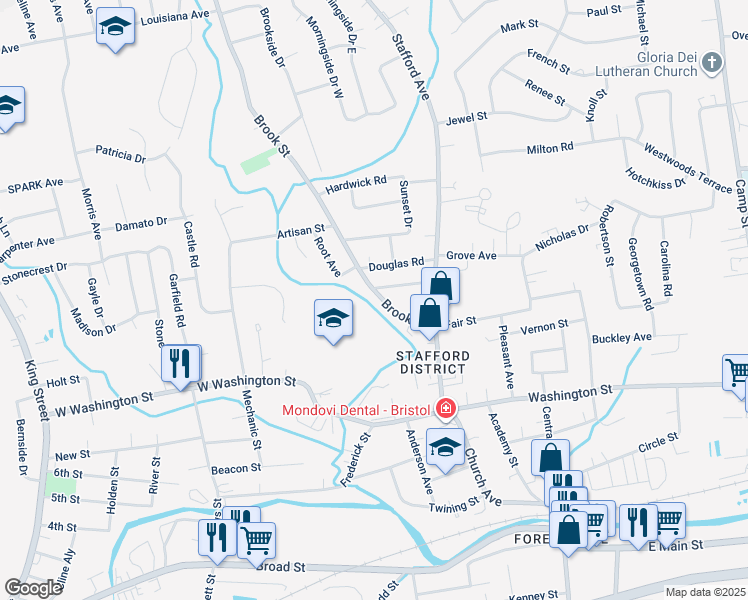 map of restaurants, bars, coffee shops, grocery stores, and more near 83 Brook Street in Bristol