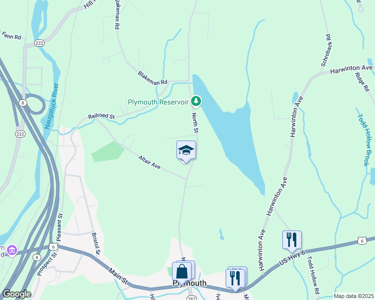 map of restaurants, bars, coffee shops, grocery stores, and more near 8 Evanoski Lane in Plymouth