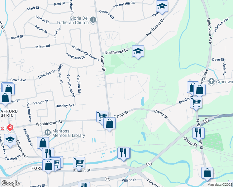 map of restaurants, bars, coffee shops, grocery stores, and more near 14 Great Plain Drive in Plainville