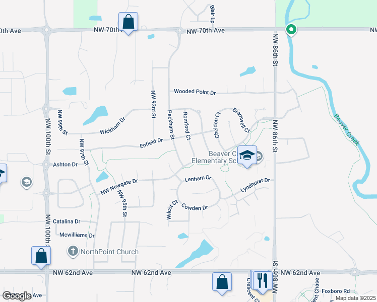 map of restaurants, bars, coffee shops, grocery stores, and more near 6608 Romford Court in Johnston