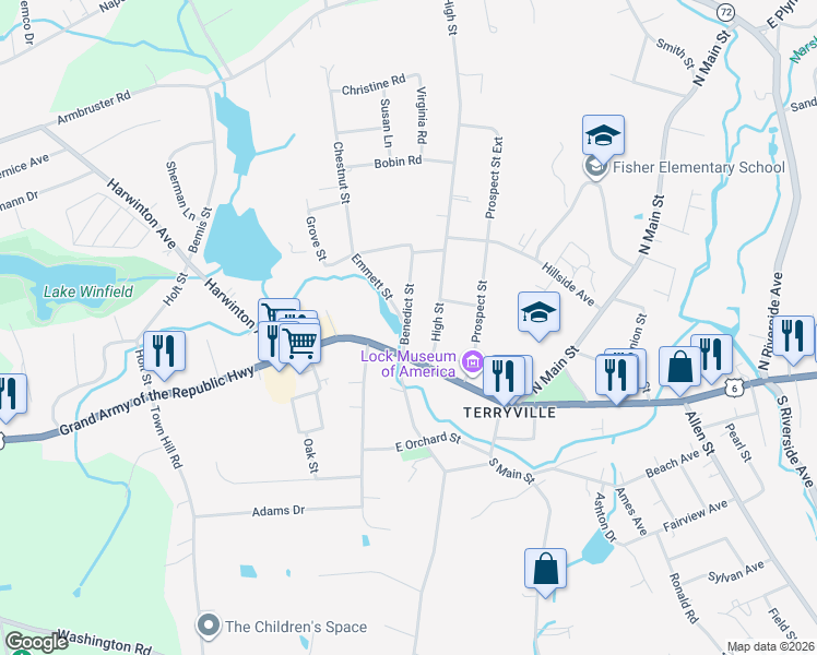 map of restaurants, bars, coffee shops, grocery stores, and more near 272 Main Street in Plymouth