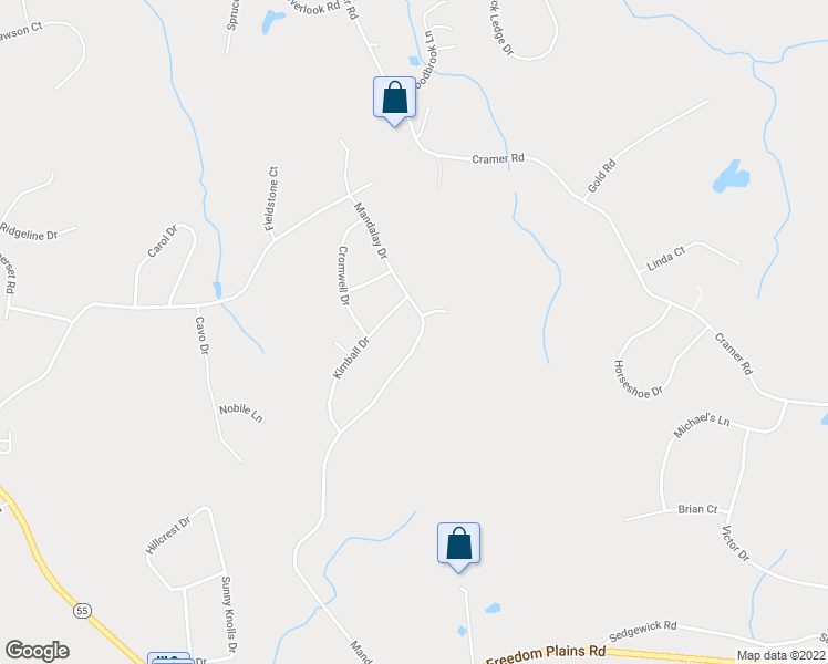 map of restaurants, bars, coffee shops, grocery stores, and more near 70 Mandalay Drive in Poughkeepsie