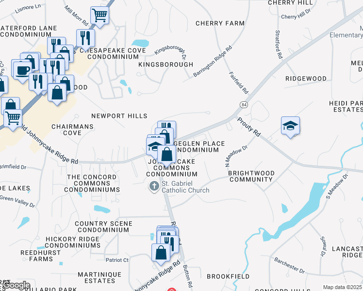 map of restaurants, bars, coffee shops, grocery stores, and more near 9956 Johnnycake Ridge Road in Painesville