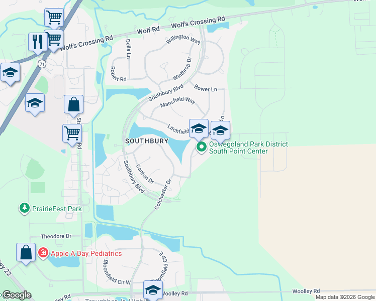 map of restaurants, bars, coffee shops, grocery stores, and more near 813 Preston Lane in Oswego