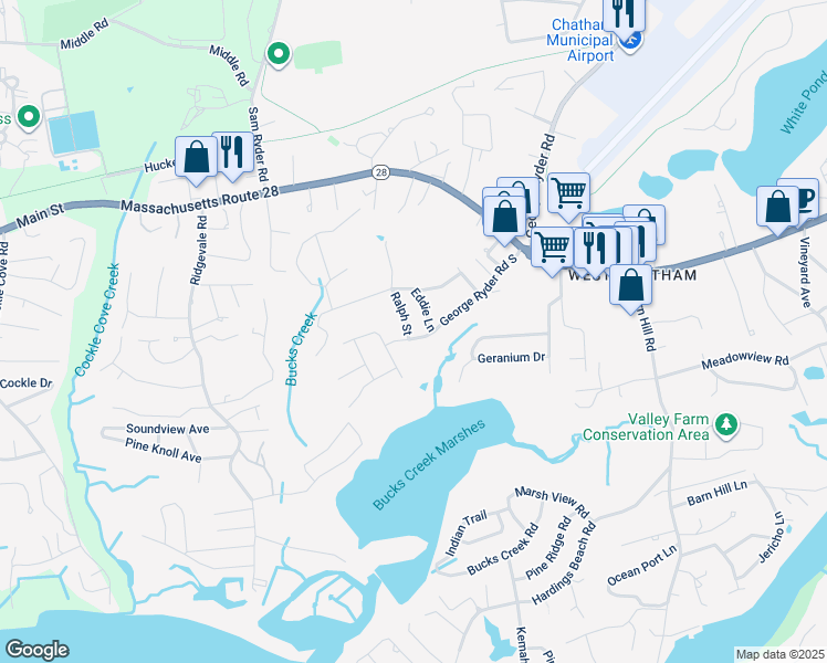 map of restaurants, bars, coffee shops, grocery stores, and more near 161 George Ryder Road South in Chatham