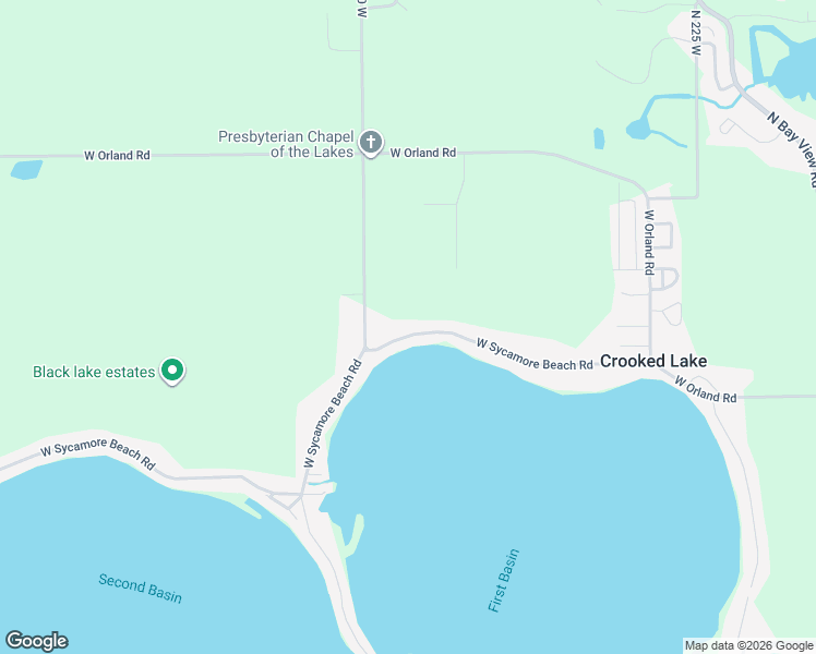 map of restaurants, bars, coffee shops, grocery stores, and more near 2900 West Sycamore Beach Road in Angola