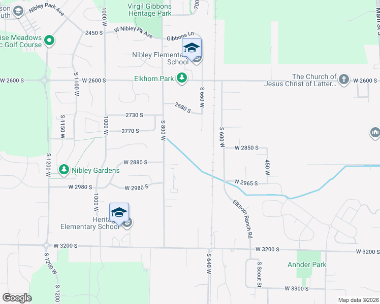 map of restaurants, bars, coffee shops, grocery stores, and more near 712 West 2840 South in Nibley