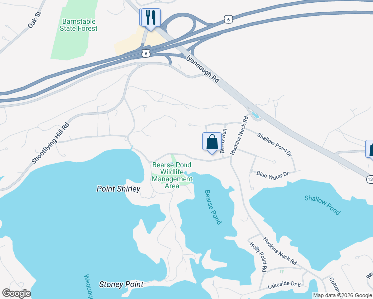 map of restaurants, bars, coffee shops, grocery stores, and more near 96 Pleasant Pines Avenue in Barnstable