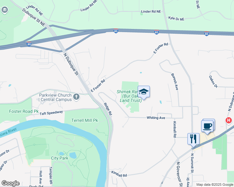 map of restaurants, bars, coffee shops, grocery stores, and more near 306 Virginia Street in Iowa City