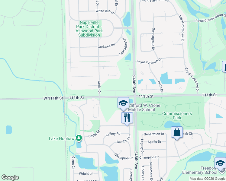 map of restaurants, bars, coffee shops, grocery stores, and more near 4209 Pond Willow Road in Naperville