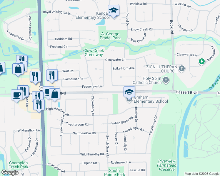 map of restaurants, bars, coffee shops, grocery stores, and more near 4852 Snapjack Circle in Naperville