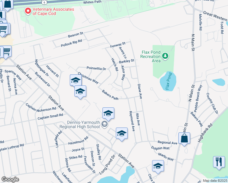 map of restaurants, bars, coffee shops, grocery stores, and more near 7 Copley Place in Yarmouth