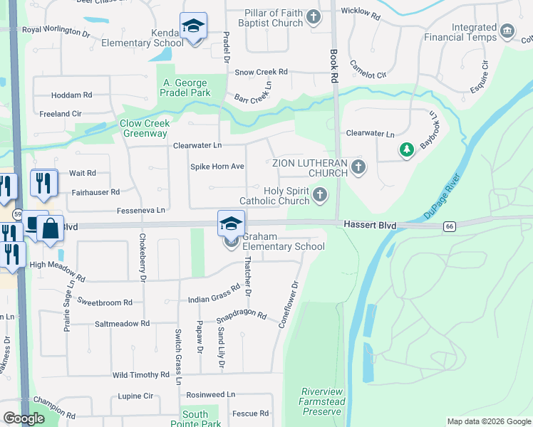 map of restaurants, bars, coffee shops, grocery stores, and more near 4743 Snapjack Circle in Naperville