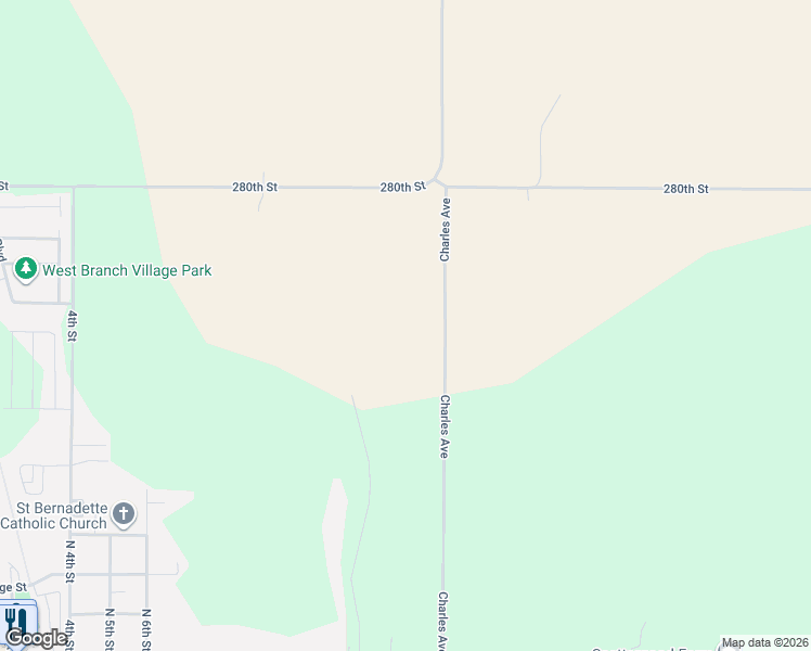 map of restaurants, bars, coffee shops, grocery stores, and more near 1825 Charles Avenue in West Branch