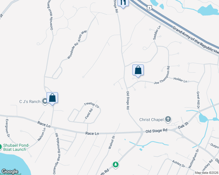map of restaurants, bars, coffee shops, grocery stores, and more near 40 Hane Road in Barnstable