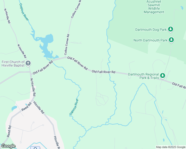 map of restaurants, bars, coffee shops, grocery stores, and more near 613 Old Fall River Road in Dartmouth