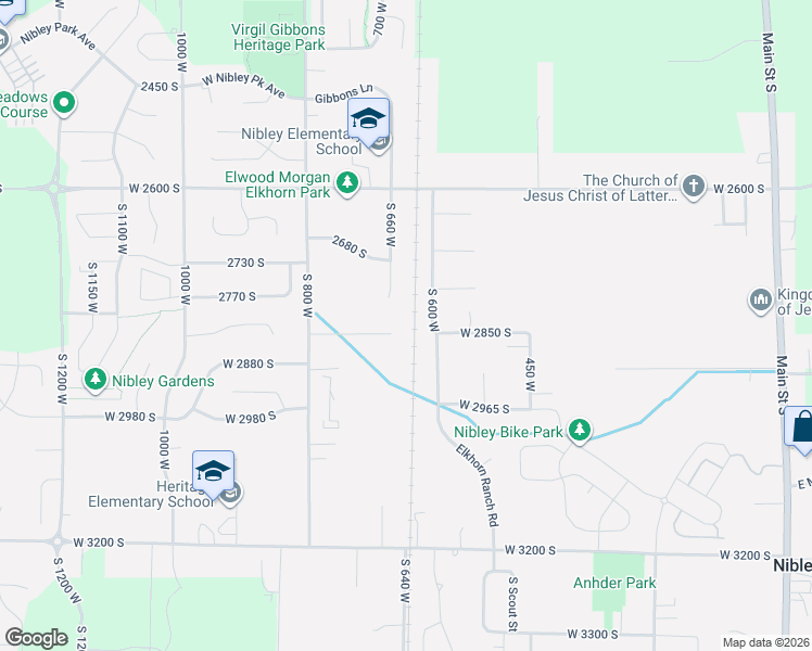 map of restaurants, bars, coffee shops, grocery stores, and more near 2824 South 660 West in Nibley