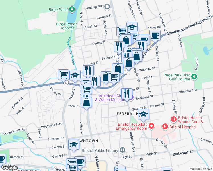 map of restaurants, bars, coffee shops, grocery stores, and more near 68 Ingraham Street in Bristol