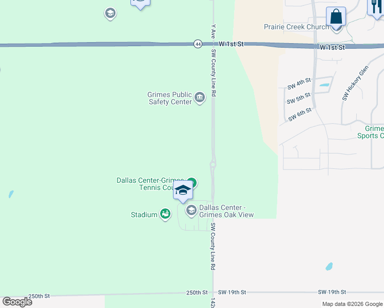 map of restaurants, bars, coffee shops, grocery stores, and more near 2401-2467 Northwest 142nd Street in Grimes